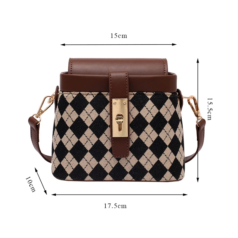 Geestock Lattice Women's Shoulder Bag Leopard Crossbody Bucket Handbag