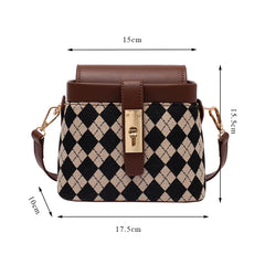 Geestock Lattice Women's Shoulder Bag Leopard Crossbody Bucket Handbag