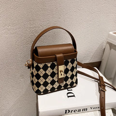 Geestock Lattice Women's Shoulder Bag Leopard Crossbody Bucket Handbag