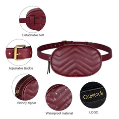 Geestock Women Waist Packs Bag PU Leather Round Belt Bag Female Fanny Pack