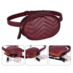 Geestock Women Waist Packs Bag PU Leather Round Belt Bag Female Fanny Pack