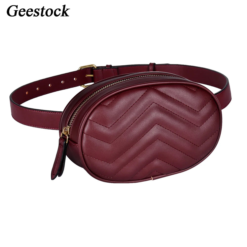Geestock Women Waist Packs Bag PU Leather Round Belt Bag Female Fanny Pack