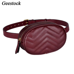 Geestock Women Waist Packs Bag PU Leather Round Belt Bag Female Fanny Pack
