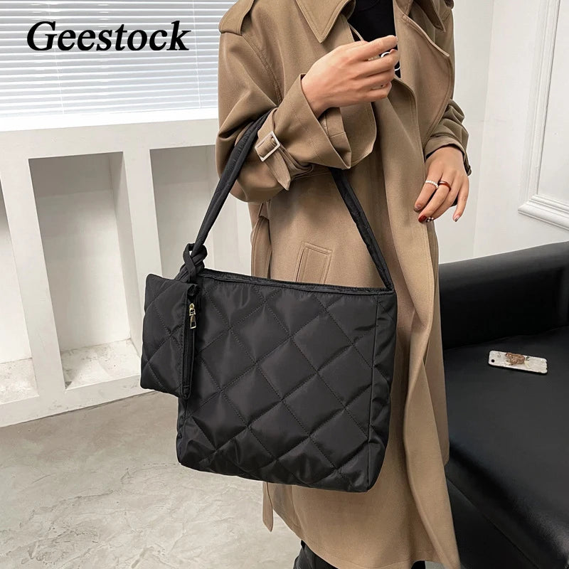 Geestock Women's Large Shoulder Bag Padded Handbag Nylon Cotton Totes Bag
