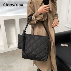Geestock Women's Large Shoulder Bag Padded Handbag Nylon Cotton Totes Bag