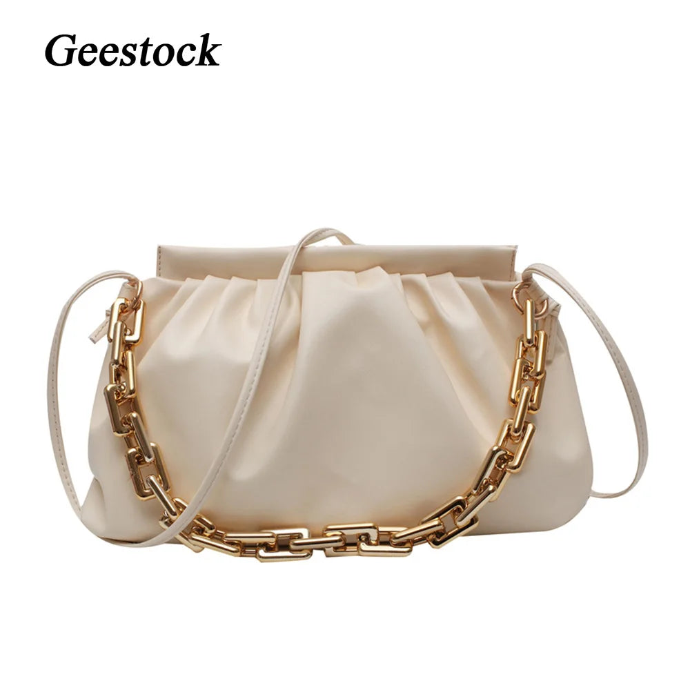 Geestock Holographic Shoulder Bag PU Leather Solid Summer Crossbody Handbag