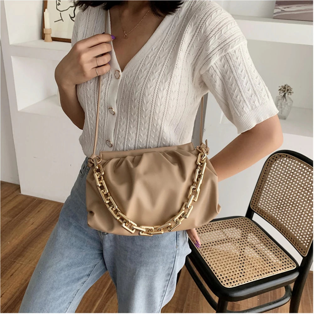 Geestock Holographic Shoulder Bag PU Leather Solid Summer Crossbody Handbag