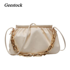 Geestock Holographic Shoulder Bag PU Leather Solid Summer Crossbody Handbag