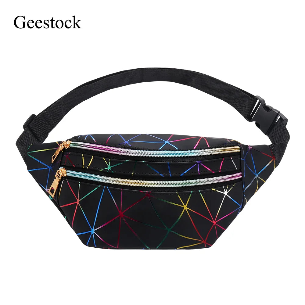 Geestock Holographic Waist Bags for Women Banana Female Fanny Pack
