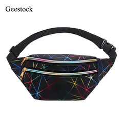 Geestock Holographic Waist Pack Bags for Women Glitter Fanny Pack