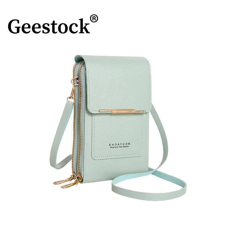 Geestock Leather Handbag Womens Crossbody Purse with Touch Screen Phone Pocket