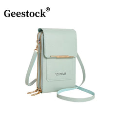 Geestock Leather Handbag Womens Crossbody Purse with Touch Screen Phone Pocket