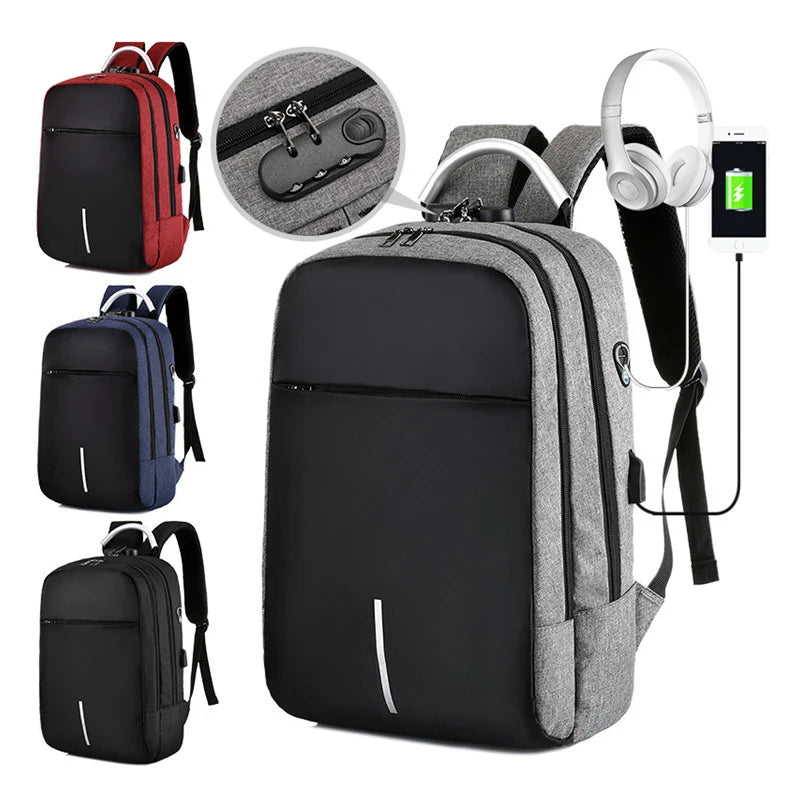 Geestock Men Anti Theft Backpack 15.6 Inch USB Charging Business Travel Bags