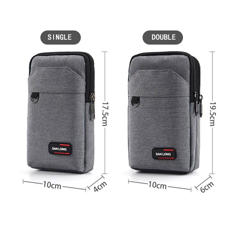 Geestock Men Waist Bag Purse High Waist Fanny Pack Double Layer Phone Pouch Bag