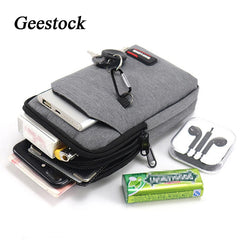 Geestock Men Waist Bag Purse High Waist Fanny Pack Double Layer Phone Pouch Bag