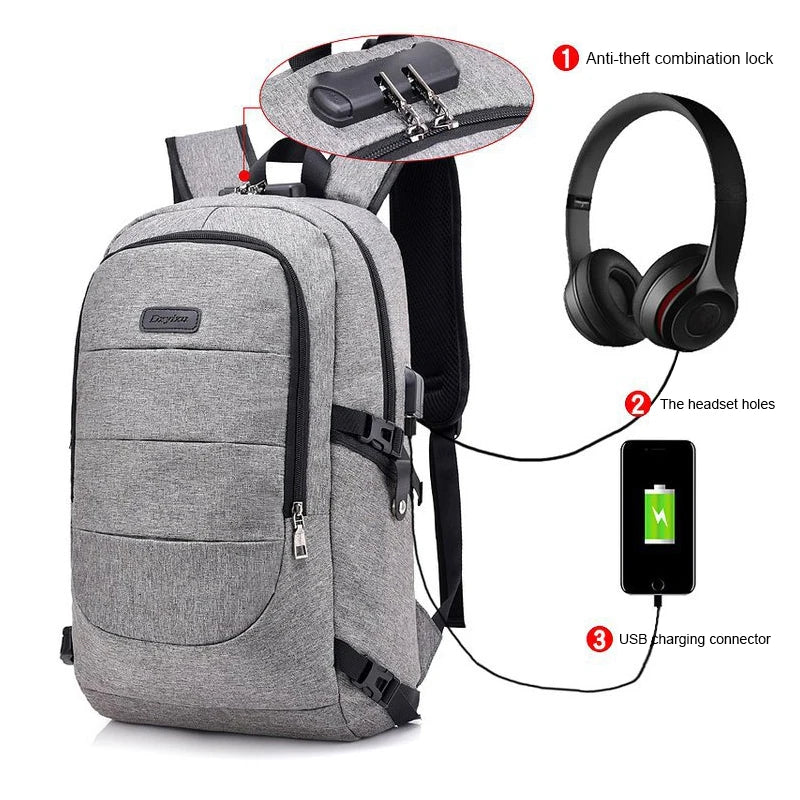 Geestock Nylon Backpack Men Multi-functional Laptop Bag Waterproof