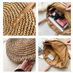 Geestock Summer Beach Bags for Girls Weave Rattan Shoulder Bag