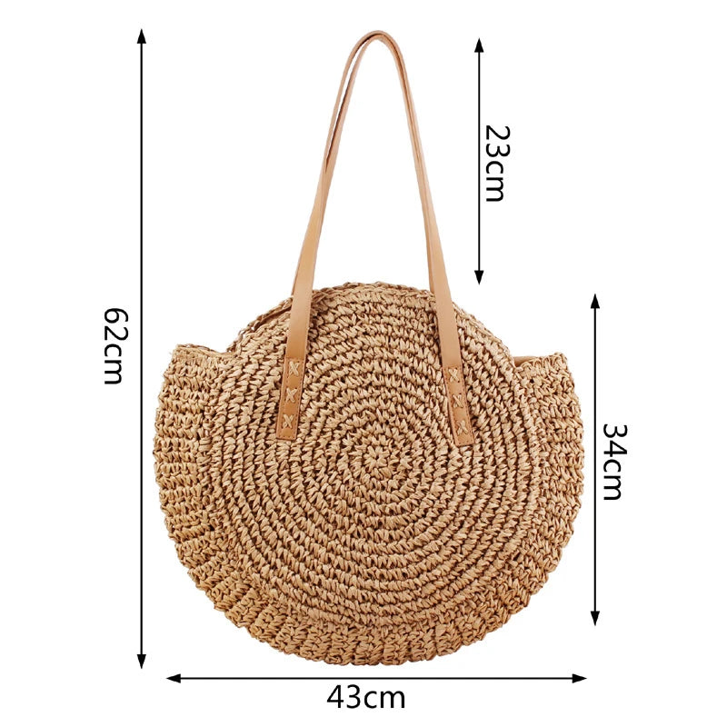 Geestock Summer Beach Bags for Girls Weave Rattan Shoulder Bag
