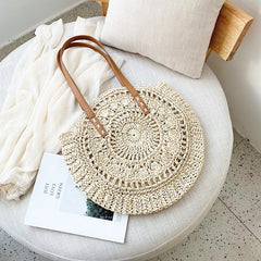 Geestock Summer Beach Bags for Girls Weave Rattan Shoulder Bag
