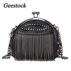 Geestock Tassel Chains Bag Punk Style Crossbody Handbag