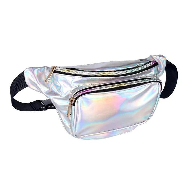 Geestock Waist Bag Women Fanny Pack PVC Holographic Bag for Travel