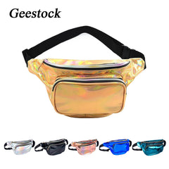 Geestock Waist Bag Women Fanny Pack PVC Holographic Bag for Travel