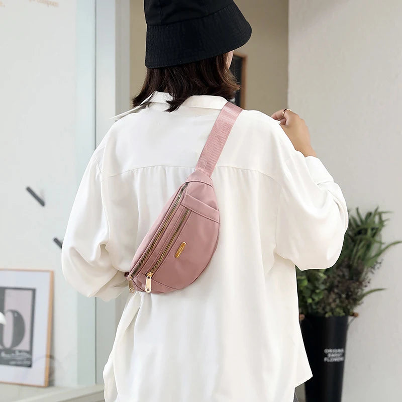 Geestock Women's Nylon Waist Bag Shoulder Crossbody Chest All-match Handbag