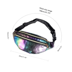Geestock Waist Pack Holographic Laser Women Fanny Pack PU Traverl
