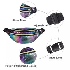 Geestock Waist Pack Holographic Laser Women Fanny Pack PU Traverl