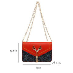 Geestock Women Antlers Shoulder Bag - PU Leather Crossbody Messenger Bag