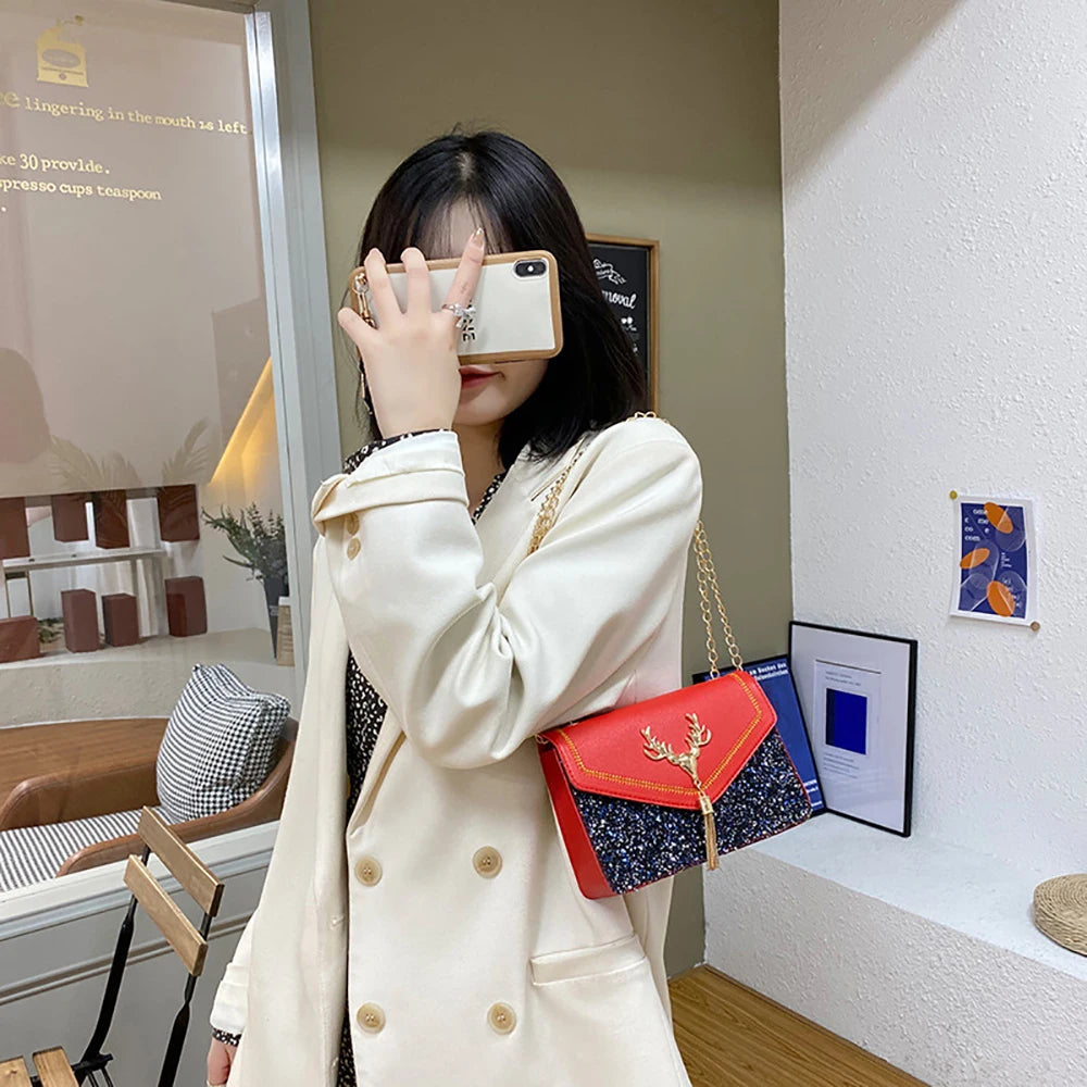 Geestock Women Antlers Shoulder Bag - PU Leather Crossbody Messenger Bag