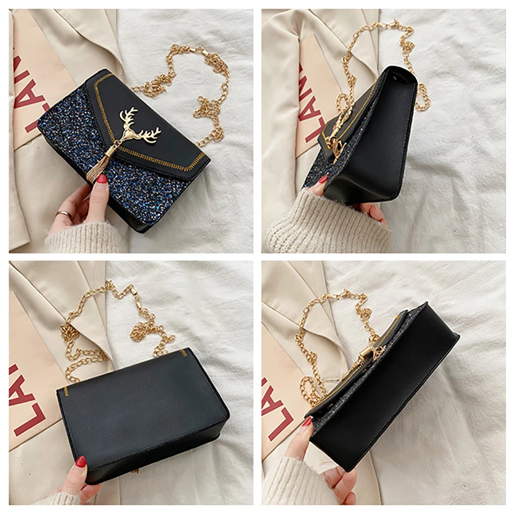 Geestock Women Antlers Shoulder Bag - PU Leather Crossbody Messenger Bag