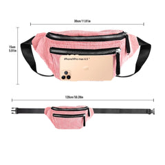 Geestock Corduroy Fanny Pack Zipper Travel Waist Bag