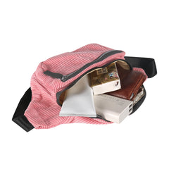 Geestock Corduroy Fanny Pack Zipper Travel Waist Bag
