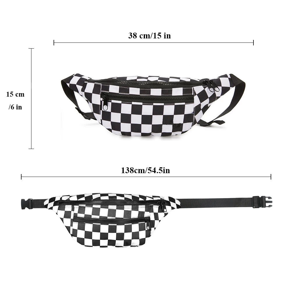 Geestock Plaid Hip Hop Waist Pack Women Belt Bags Chest Bag