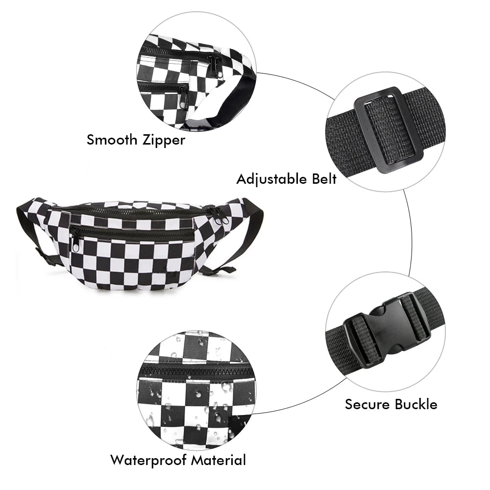 Geestock Plaid Hip Hop Waist Pack Women Belt Bags Chest Bag