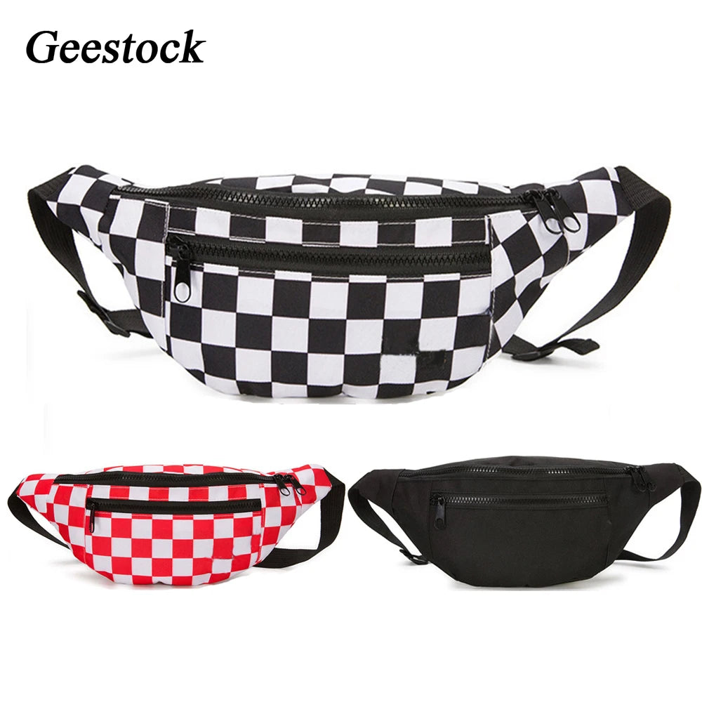 Geestock Plaid Hip Hop Waist Pack Women Belt Bags Chest Bag