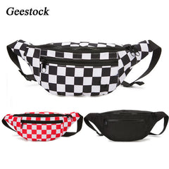 Geestock Plaid Hip Hop Waist Pack Women Belt Bags Chest Bag