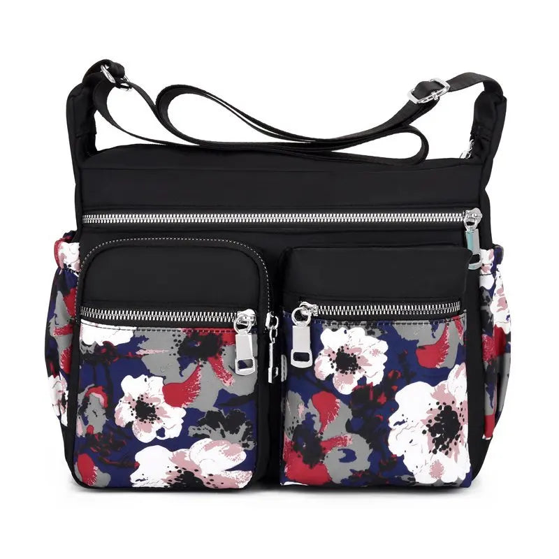 Geestock Women's Crossbody Bag Waterproof Nylon Flower Shoulder Messenger Bag