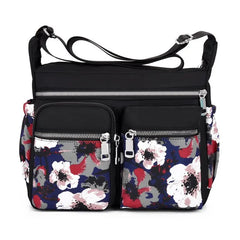 Geestock Women's Crossbody Bag Waterproof Nylon Flower Shoulder Messenger Bag