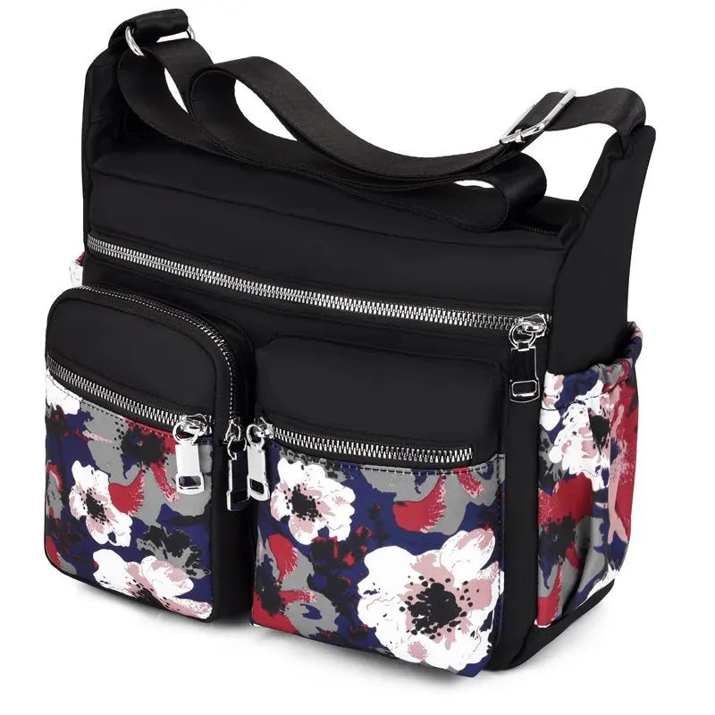 Geestock Women's Crossbody Bag Waterproof Nylon Flower Shoulder Messenger Bag
