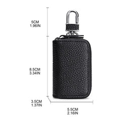Cow Leather Home Car Keys' Bag Double Pocket Zipper Earth Yellow