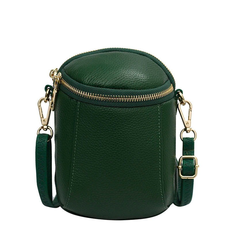 Small Leather Crossbody Bag for Women, 2 Zipper Casual Shoulder Messenger Handba