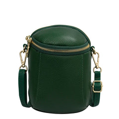 Small Leather Crossbody Bag for Women, 2 Zipper Casual Shoulder Messenger Handba