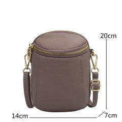 Small Leather Crossbody Bag for Women, 2 Zipper Casual Shoulder Messenger Handba