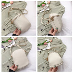 Small Leather Crossbody Bag for Women, 2 Zipper Casual Shoulder Messenger Handba