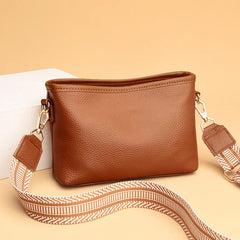 Small Leather Crossbody Bag for Women with Wide Shoulder Strap