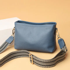 Small Leather Crossbody Bag for Women with Wide Shoulder Strap