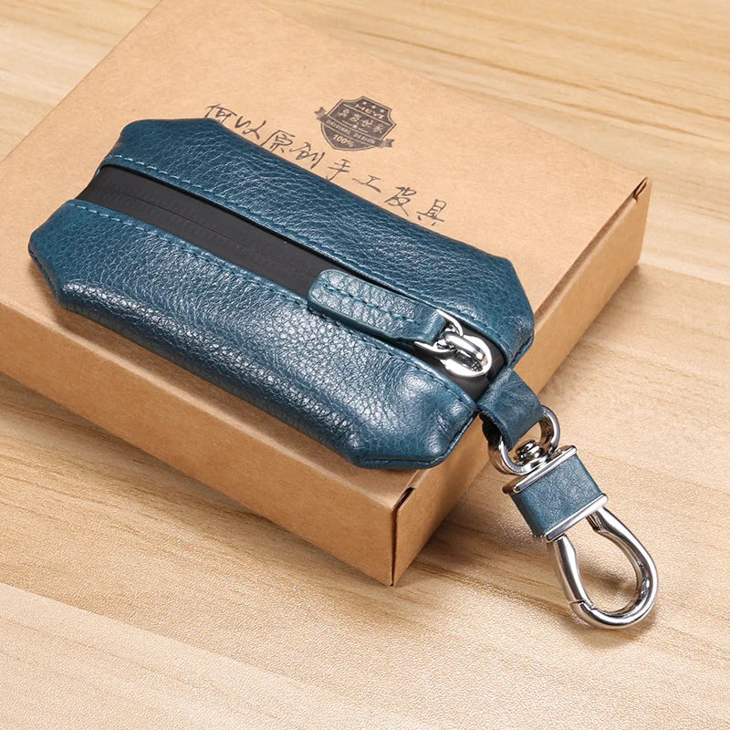 Leather Car Key Case Men Women Wallets Key Holder Housekeeper Keychain Cover