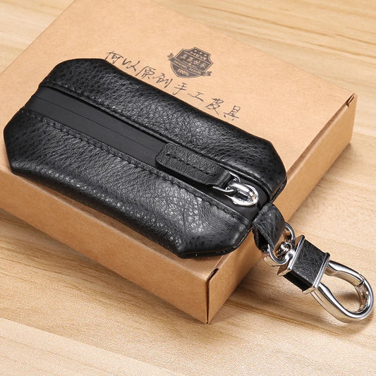 Leather Car Key Case Men Women Wallets Key Holder Housekeeper Keychain Cover